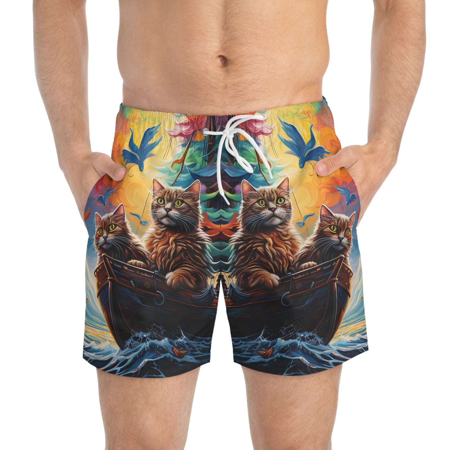 Sea Cats - Artsy Swim Trunks