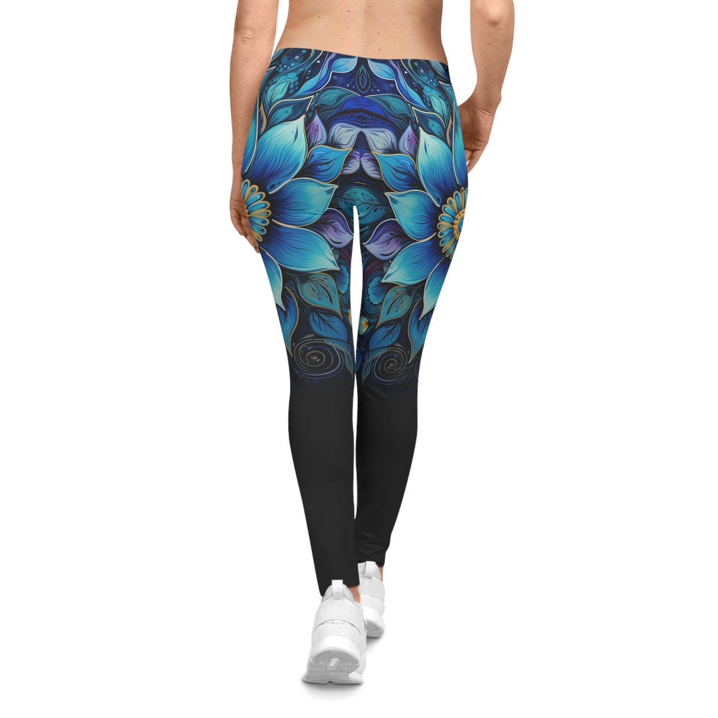 Blue Floral Mandala - Artistic Leggings