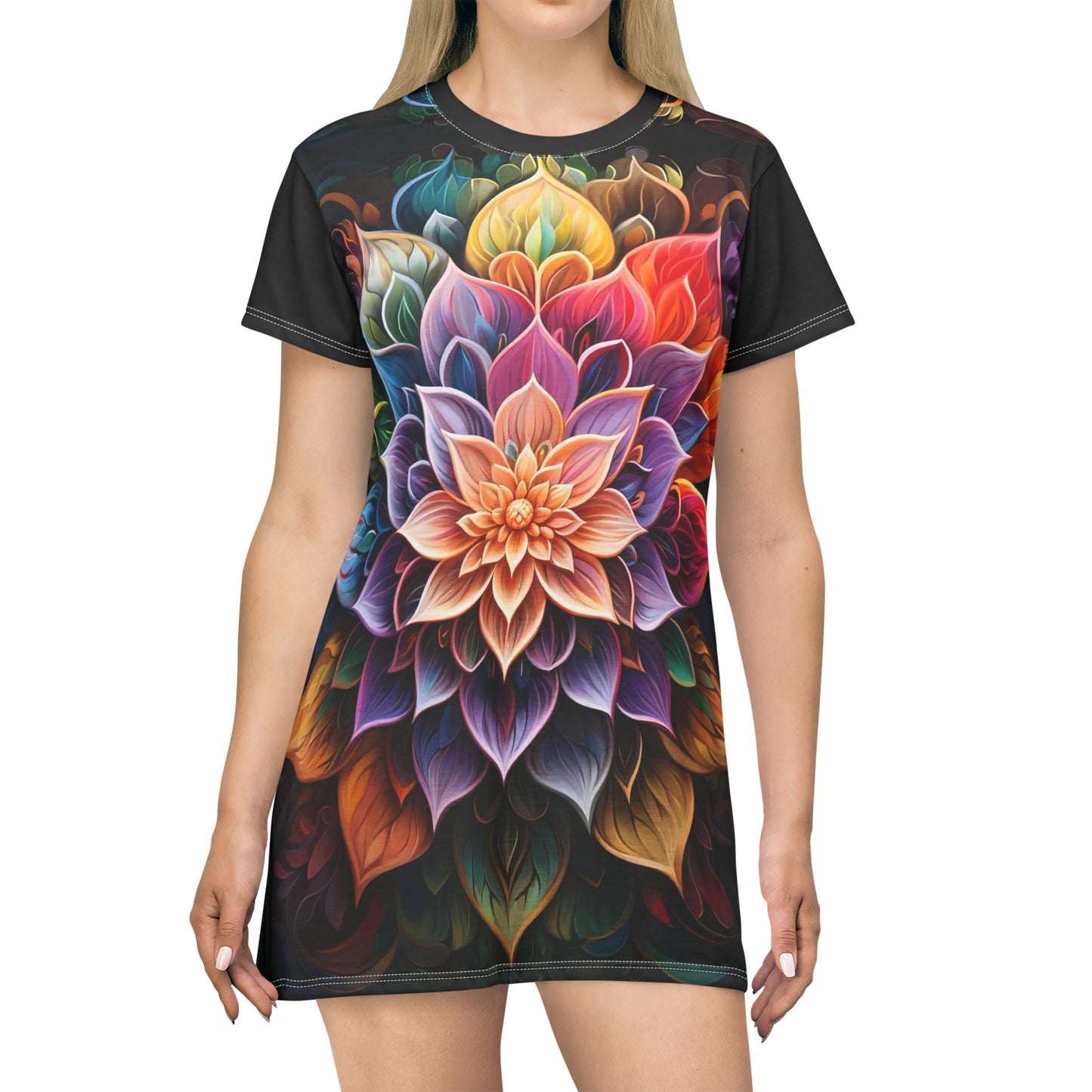 Lotus Mandala - Artsy T-Shirt Dress