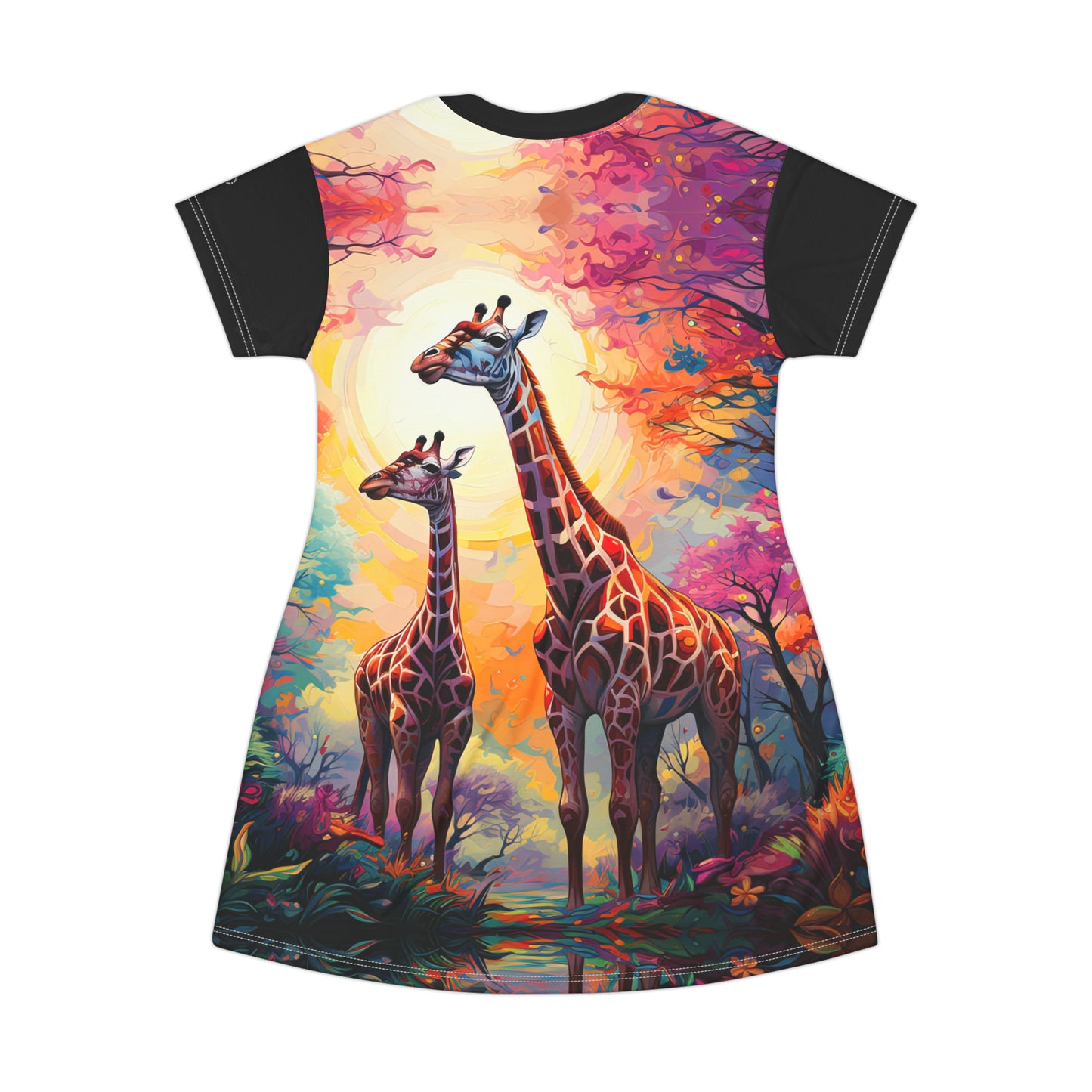 Giraffe Sunrise - Artsy T-Shirt Dress