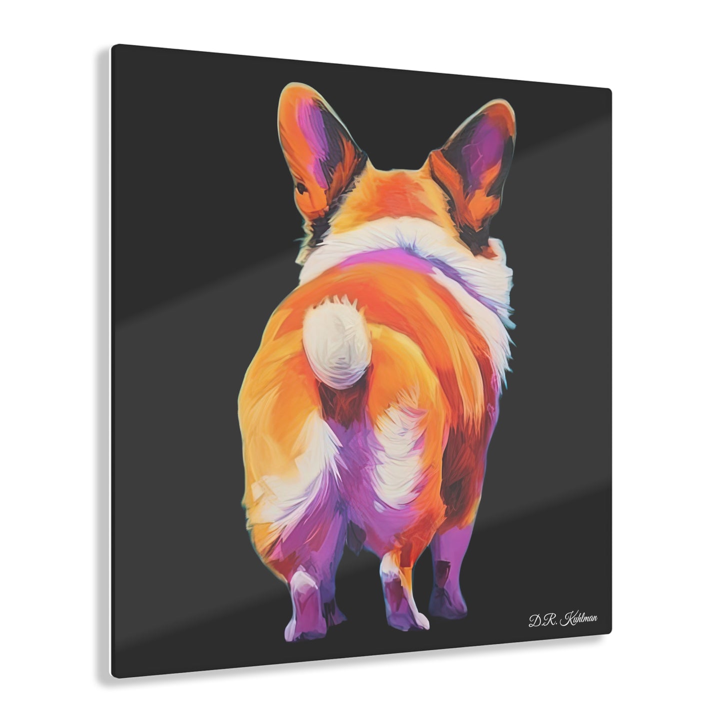 Corgi Butt in Black on Acrylic