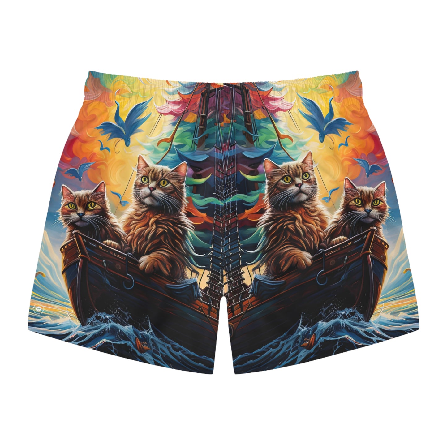 Sea Cats - Artsy Swim Trunks