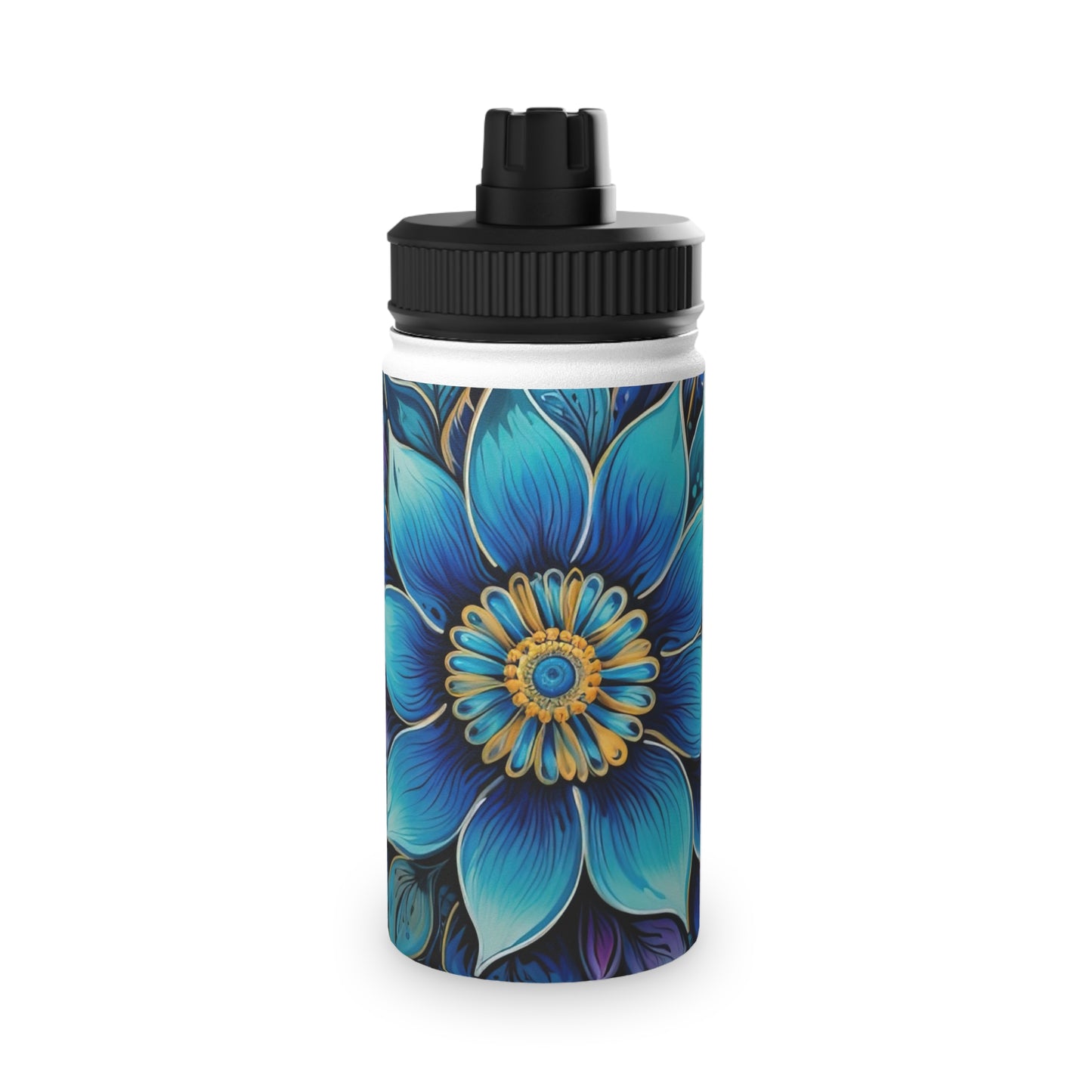 Blue Floral Mandala - Water Bottle