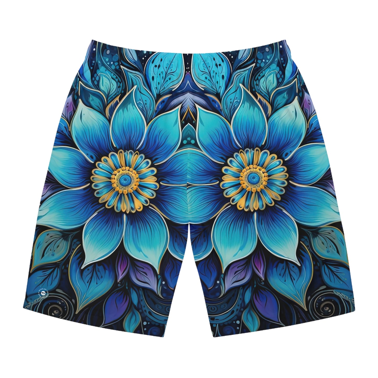 Blue Floral Mandala - Artistic Board Shorts