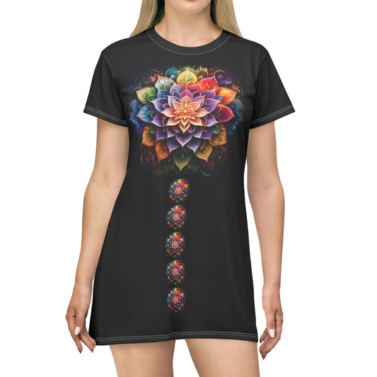 Lotus Mandala Trail - Artsy T-Shirt Dress