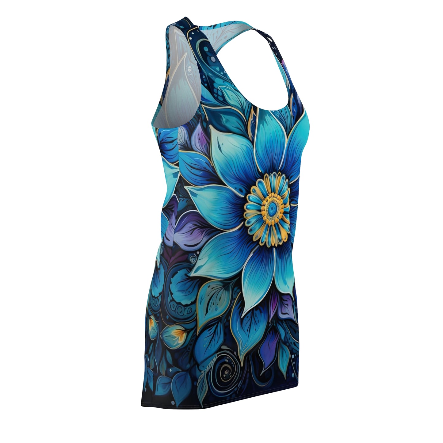 Blue Floral Mandala - Artistic Racerback Dress