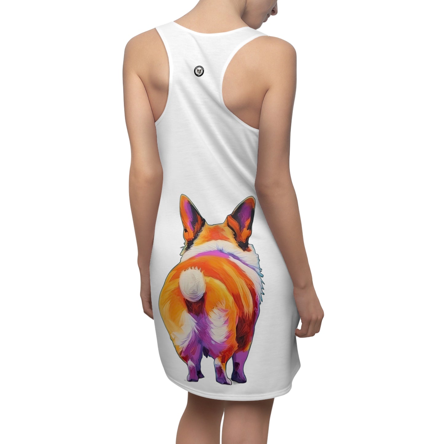 Corgi Butt in White - Artistic Racerback Dress