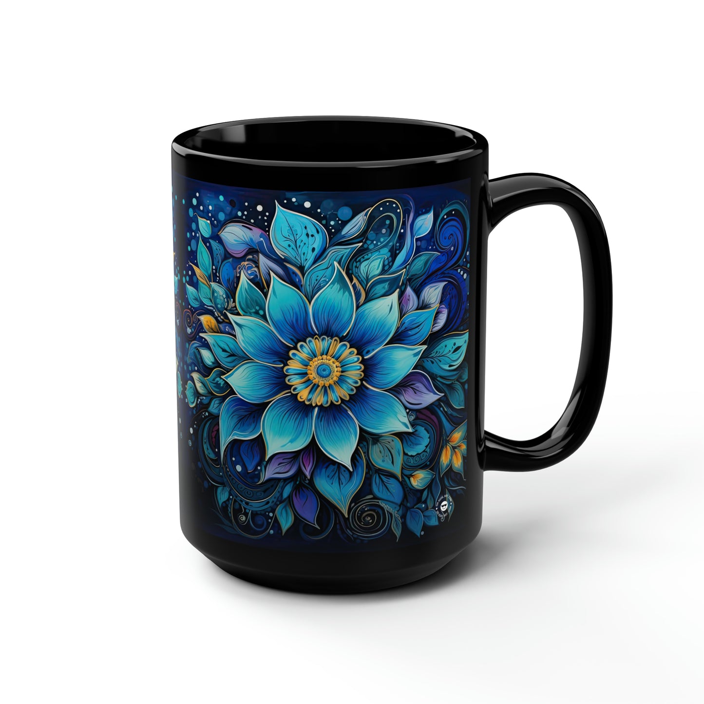 Blue Floral Mandala - Mug Art