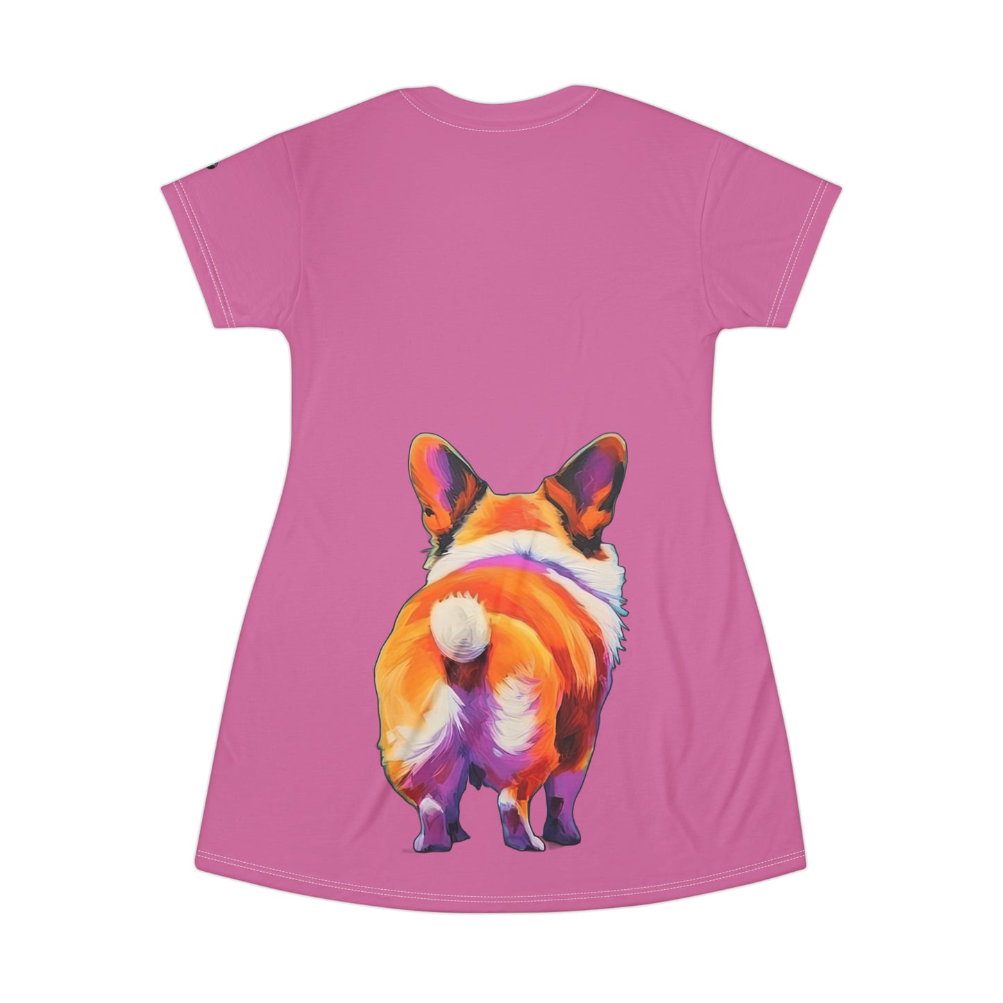 Corgi Butt in Pink - Artsy T-Shirt Dress