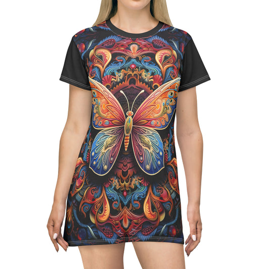 Butterfly Mandala - Artsy T-Shirt Dress