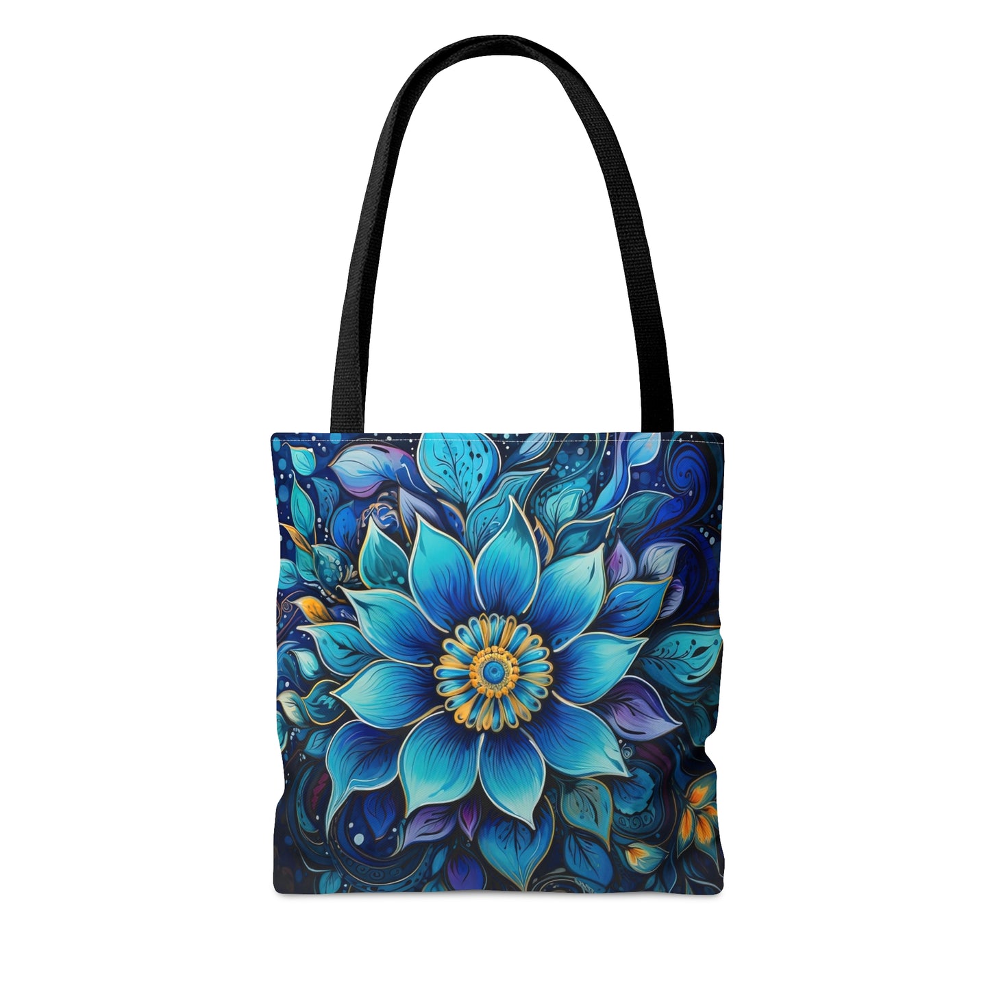 Blue Floral Mandala - Artistic Tote Bag