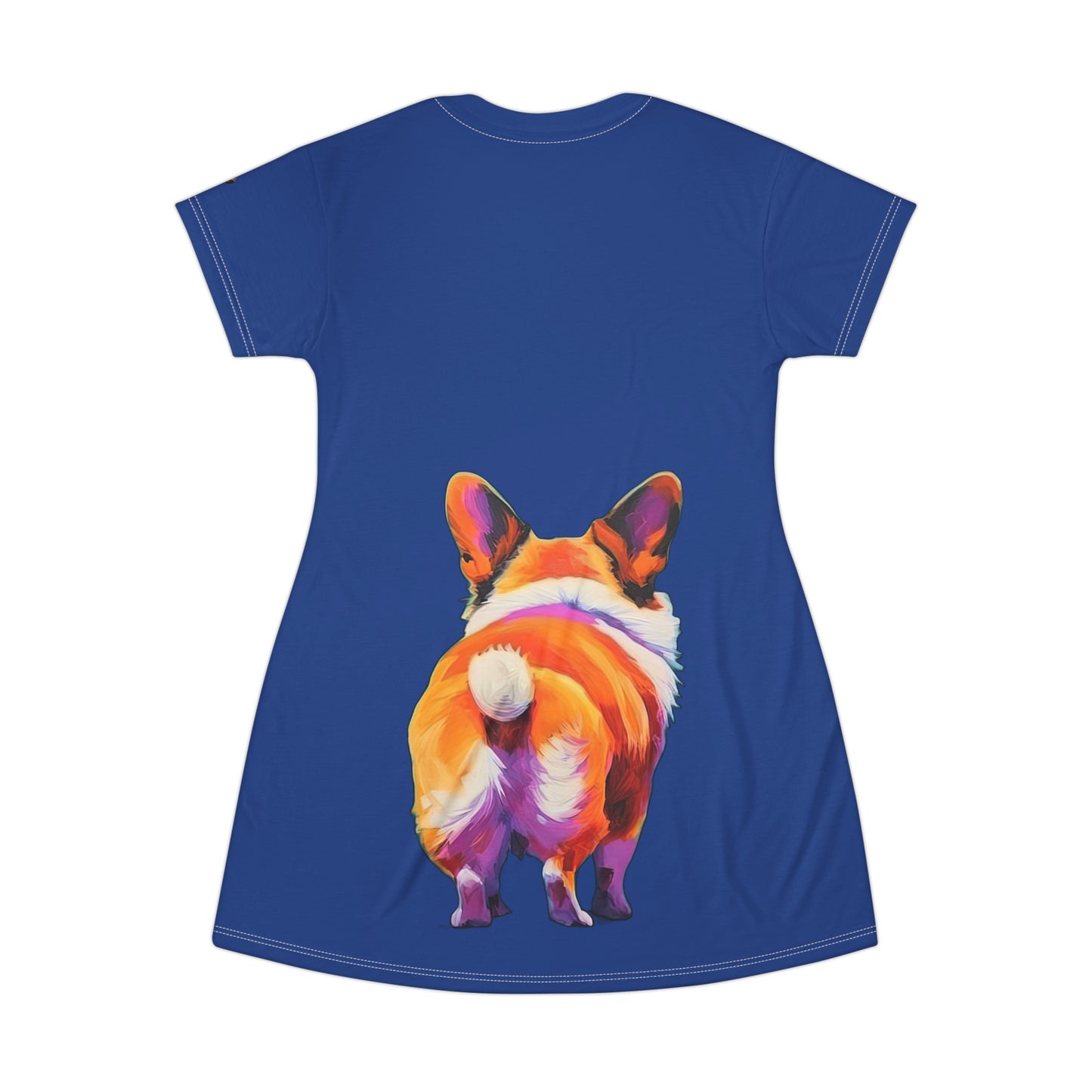 Corgi Butt in Blue - Artsy T-Shirt Dress