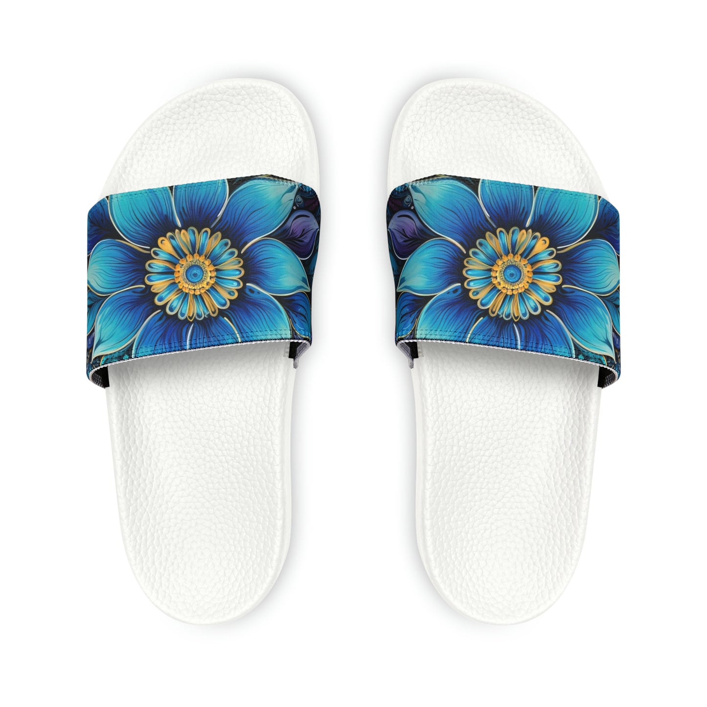 Blue Floral Mandala - Men's Slides