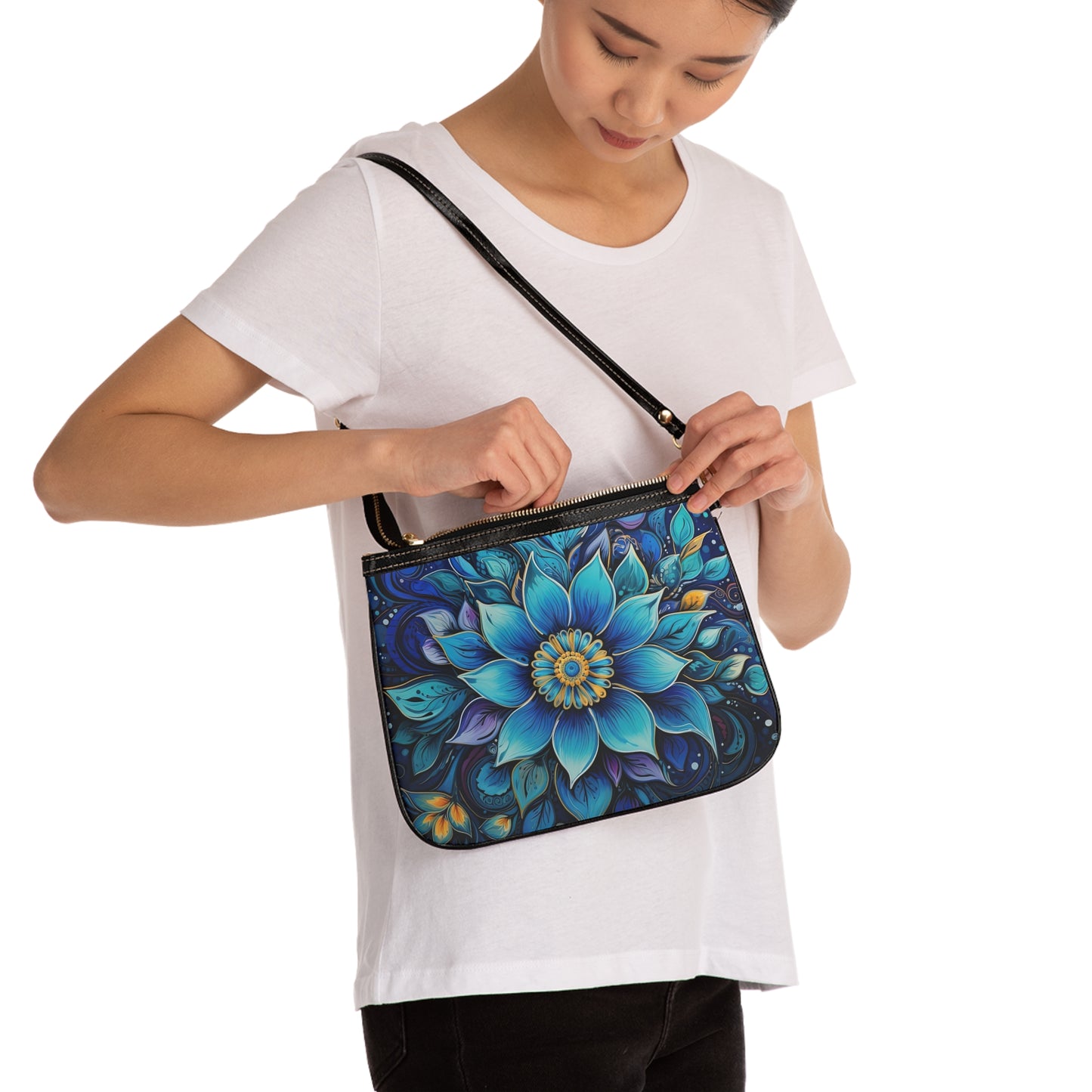 Blue Floral Mandala - Small Purse