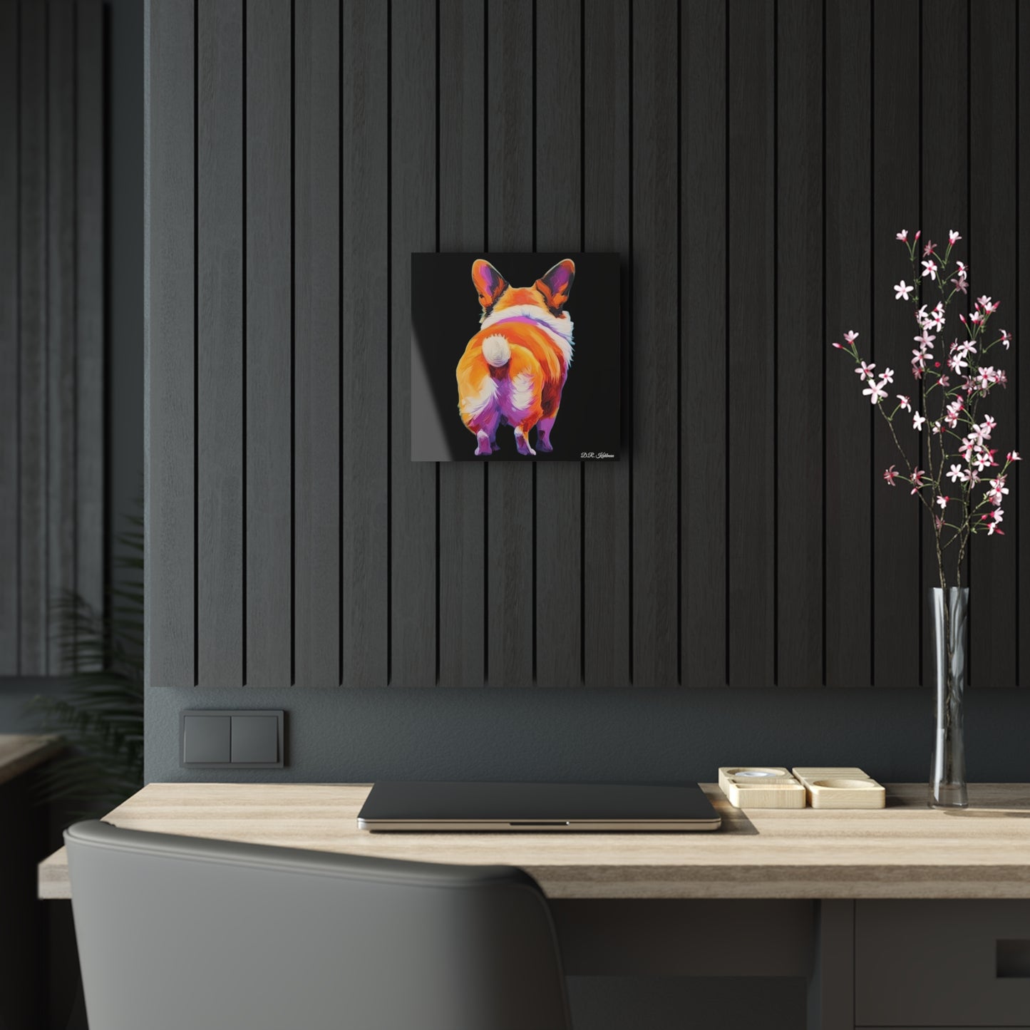 Corgi Butt in Black on Acrylic