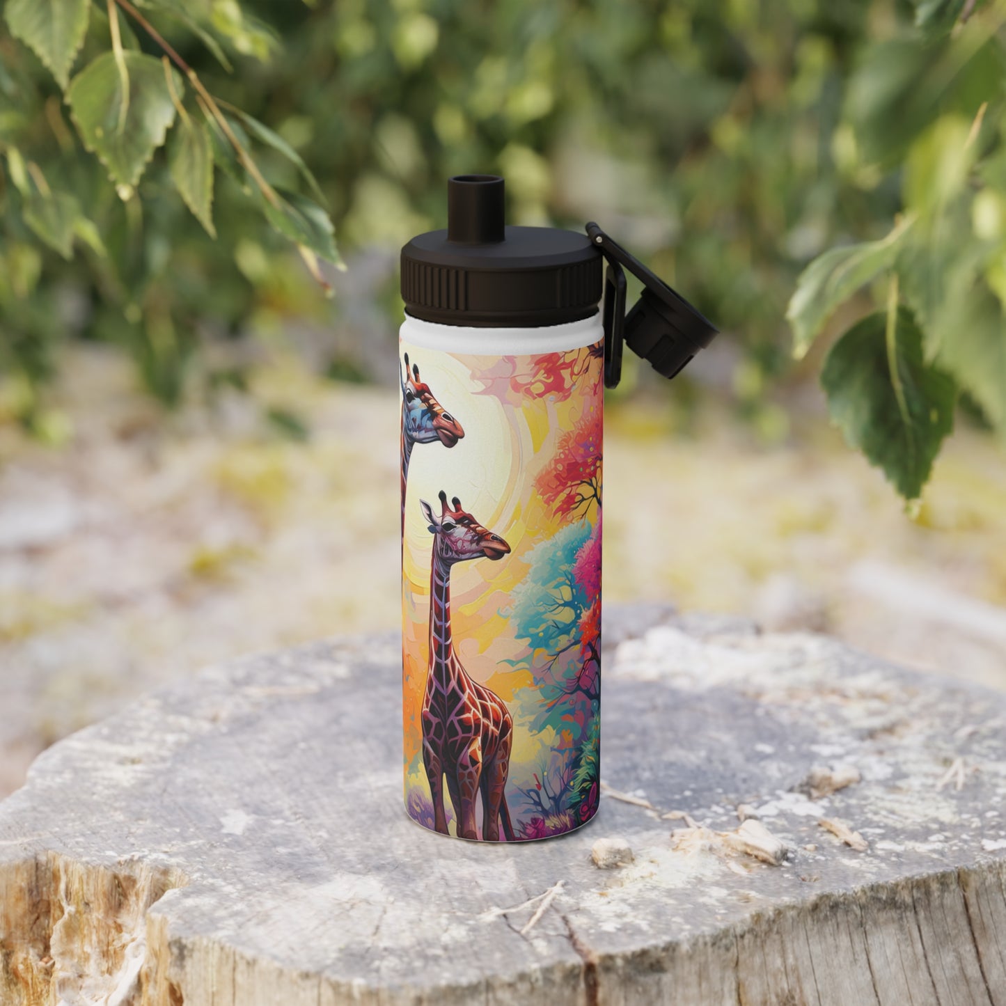 Giraffe Sunrise - Water Bottle