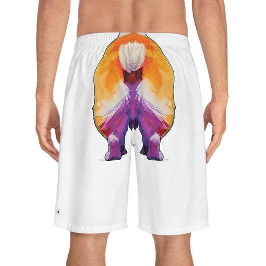 Corgi Butt Wiggle in White - Artistic Board Shorts