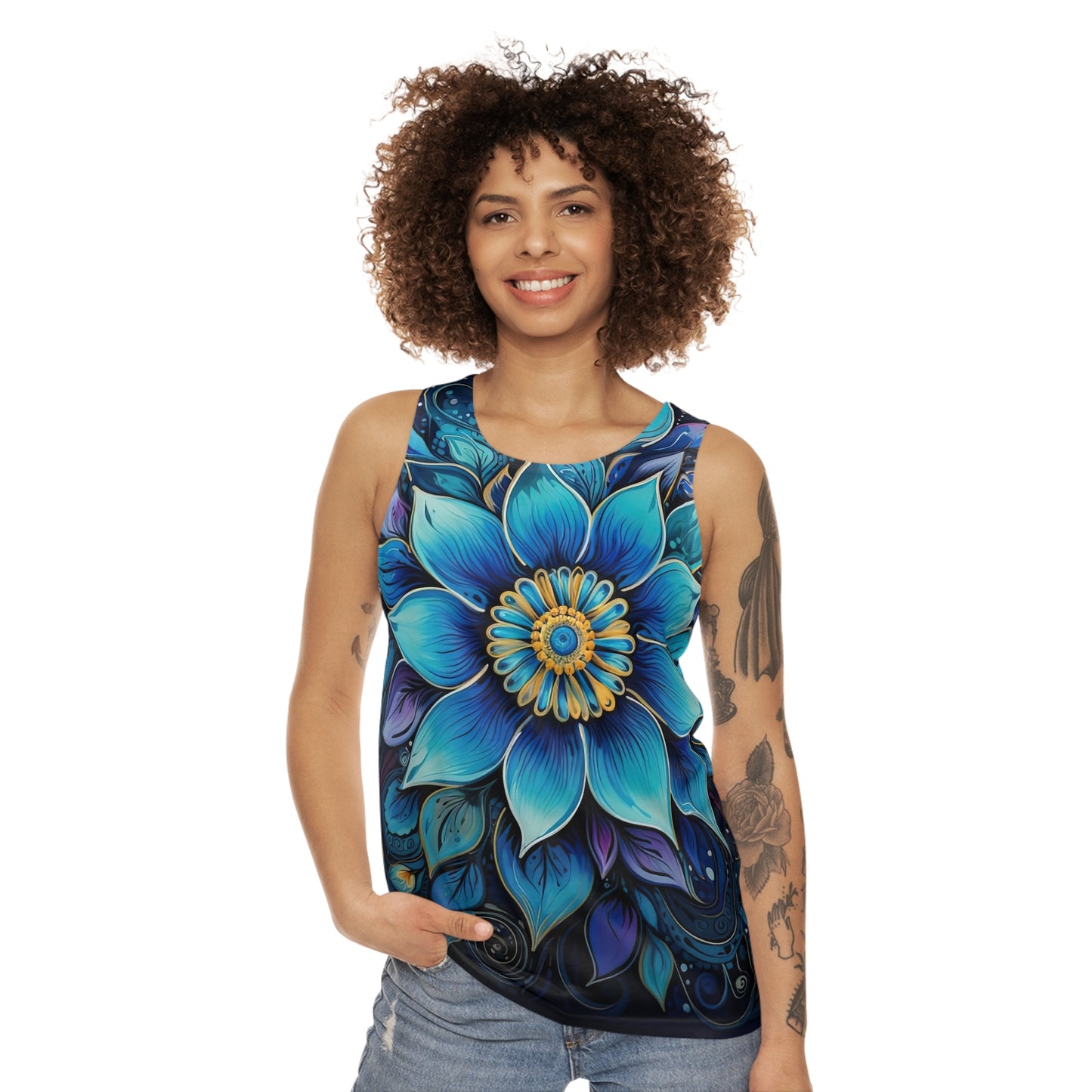 Blue Floral Mandala - Tank Top