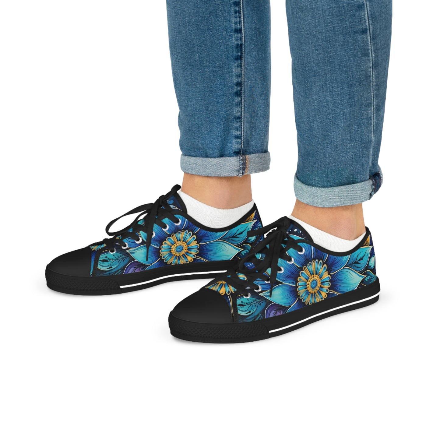 Blue Floral Mandala - Men's Sneakers