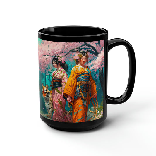 Cherry Blossom Tiger Geishas - Mug Art