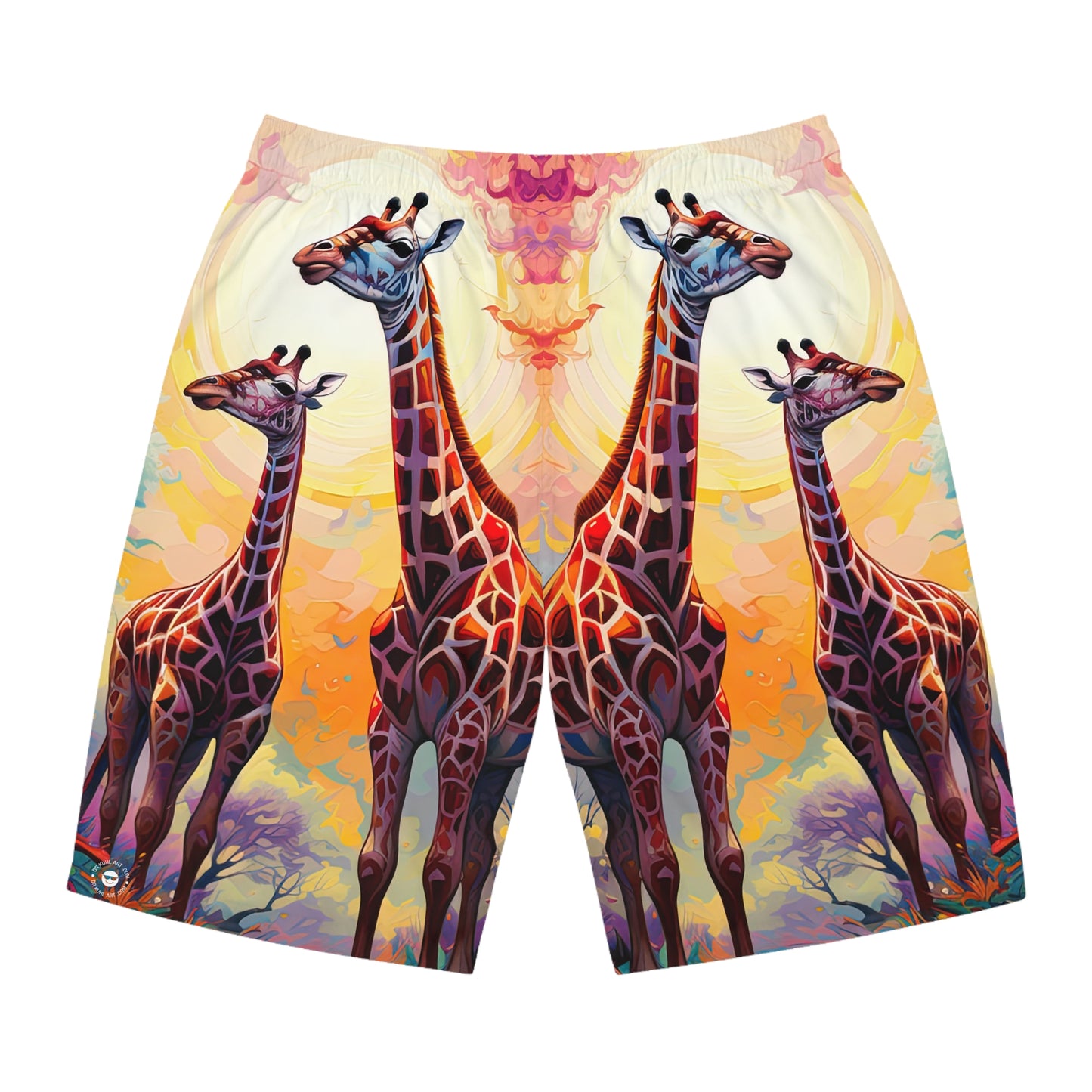 Giraffe Sunrise - Artistic Board Shorts