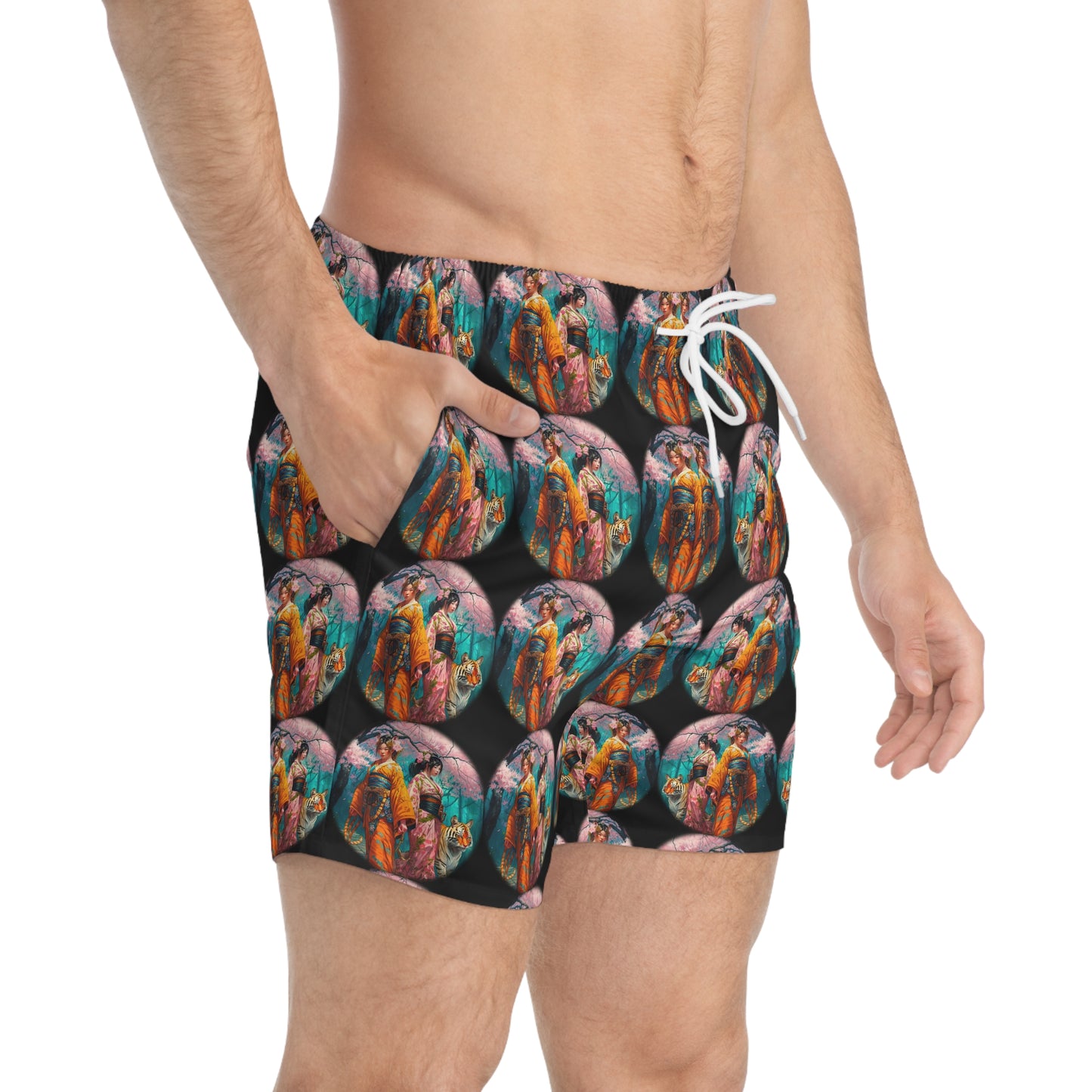 Tiger Geishas - Artsy Swim Trunks