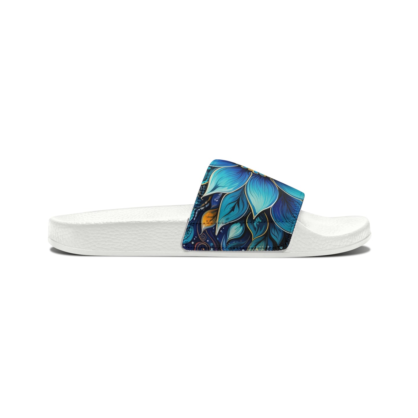 Blue Floral Mandala - Men's Slides