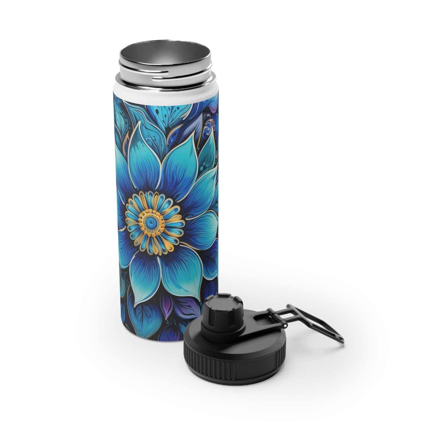 Blue Floral Mandala - Water Bottle