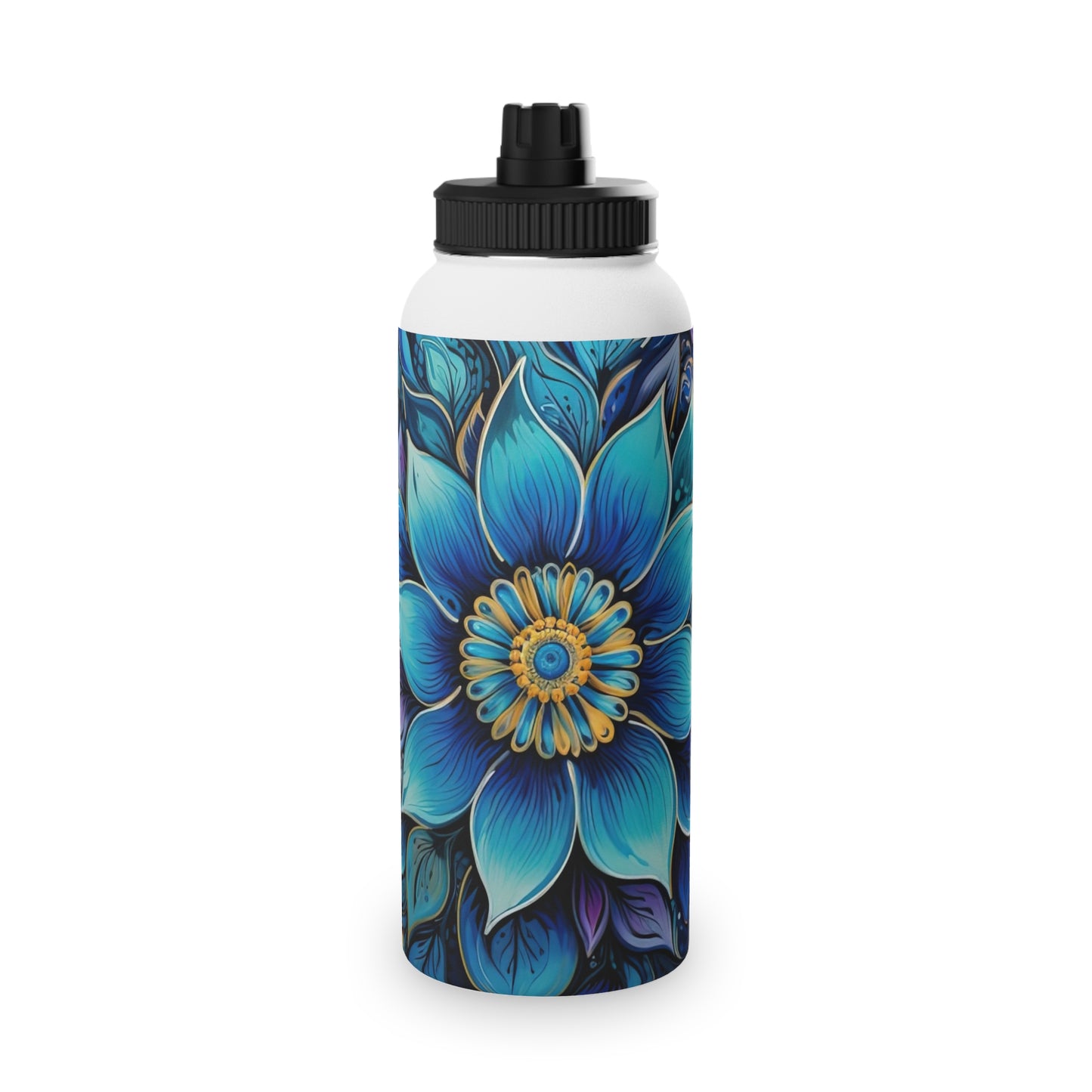 Blue Floral Mandala - Water Bottle