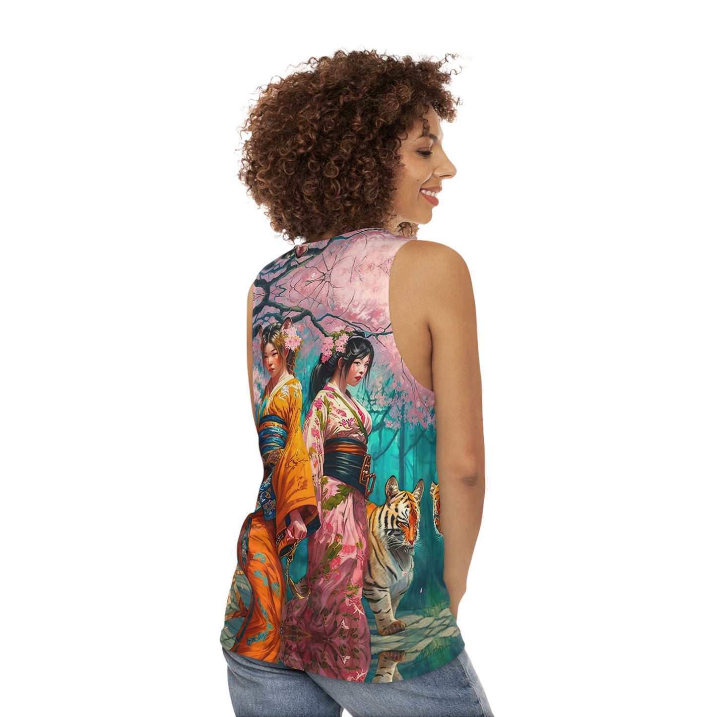 Cherry Blossom Tiger Geishas - Tank Top