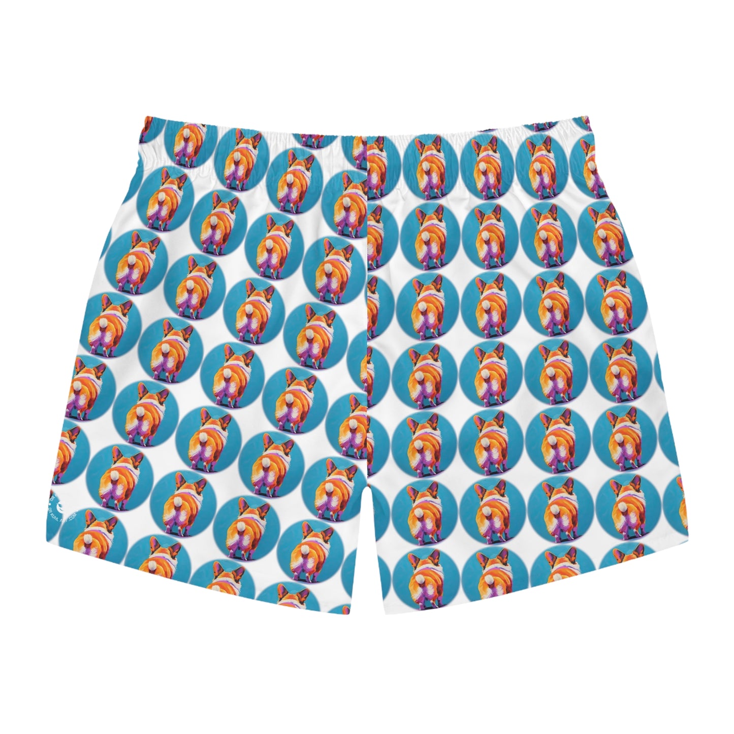 Corgi Butt Dots in White - Artsy Swim Trunks