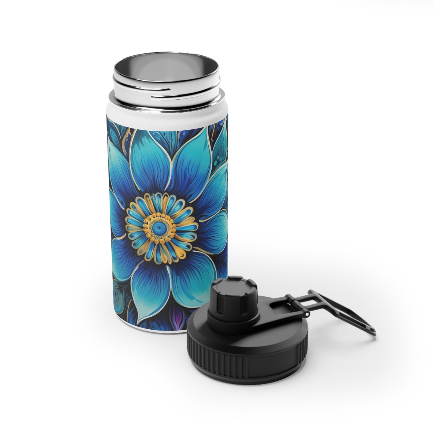 Blue Floral Mandala - Water Bottle