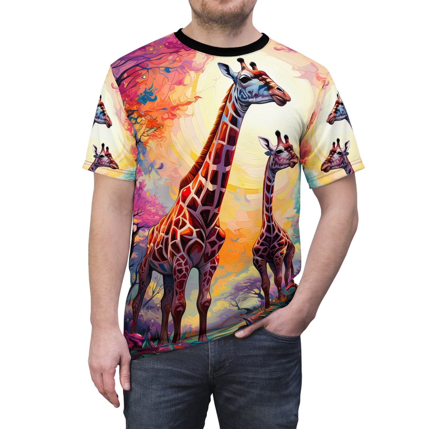 Giraffe Sunrise Full - Fashion Tee