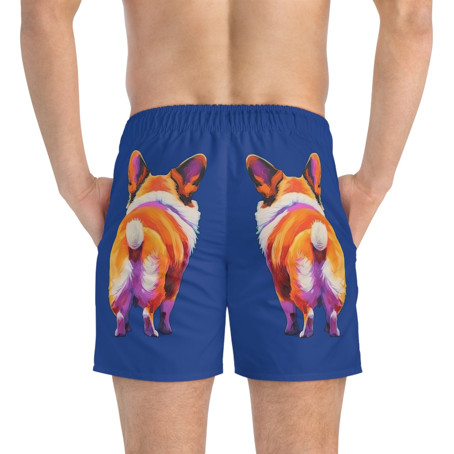 Corgi Butt in Blue - Artsy Swim Trunks