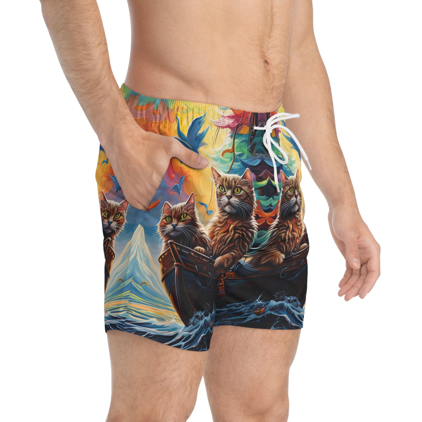 Sea Cats - Artsy Swim Trunks