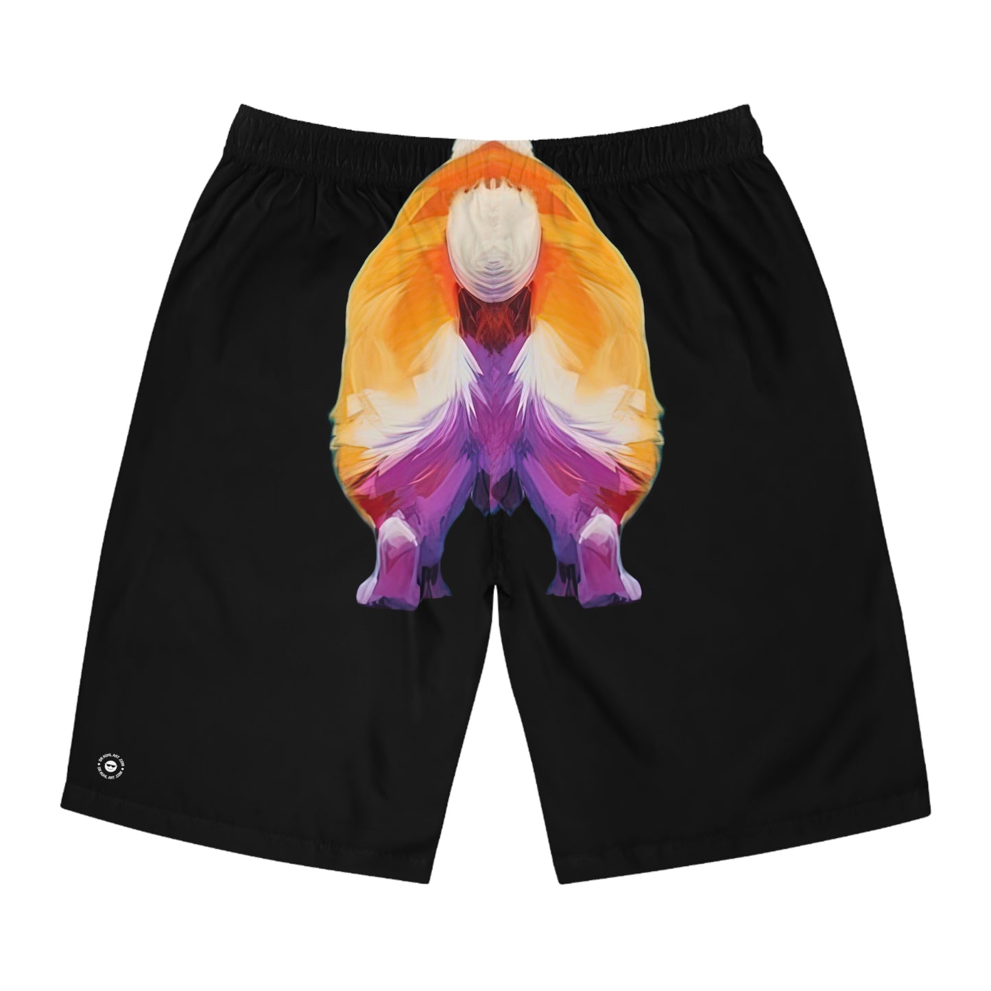 Corgi Butt Wiggle in Black - Artistic Board Shorts