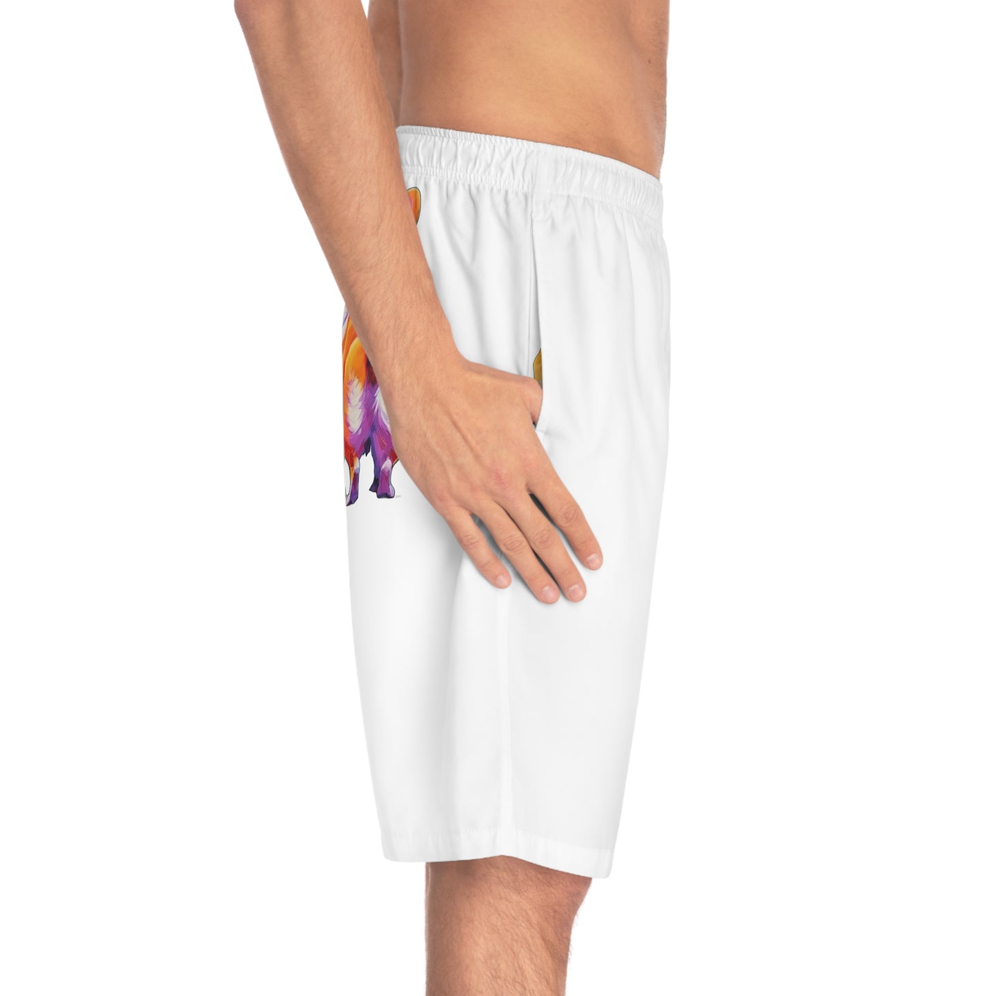 Corgi Butt in White - Artistic Board Shorts