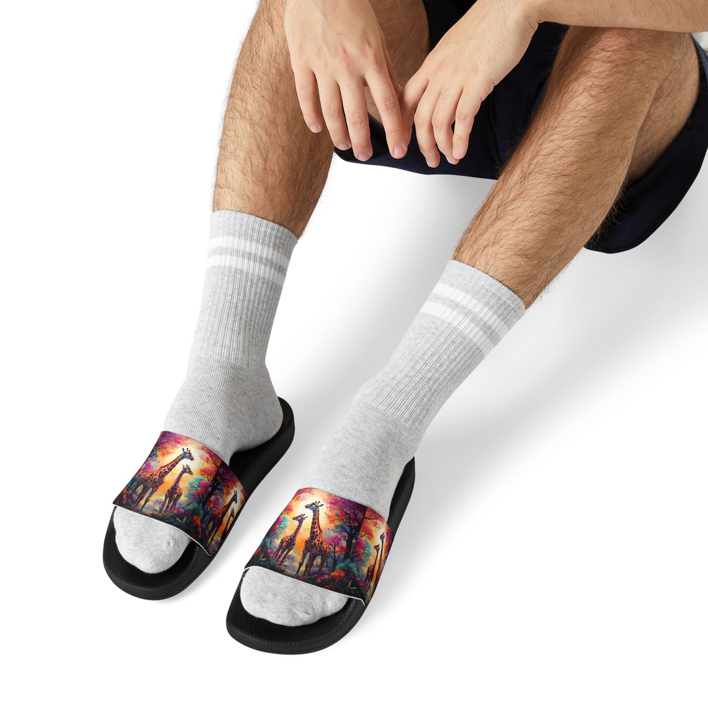 Giraffe Sunrise - Men's Slides