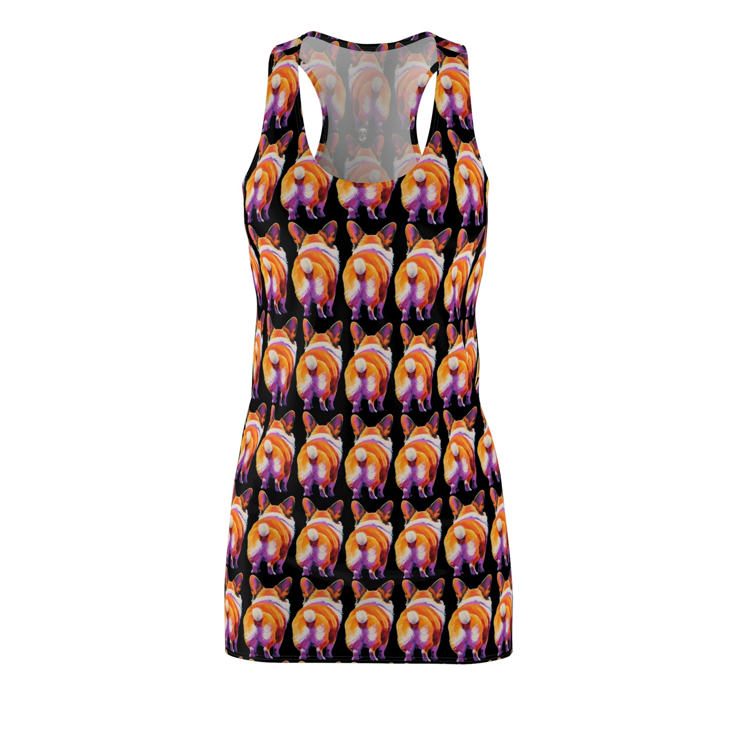 Corgi Butt Mosaic in Black - Artistic Racerback Dress