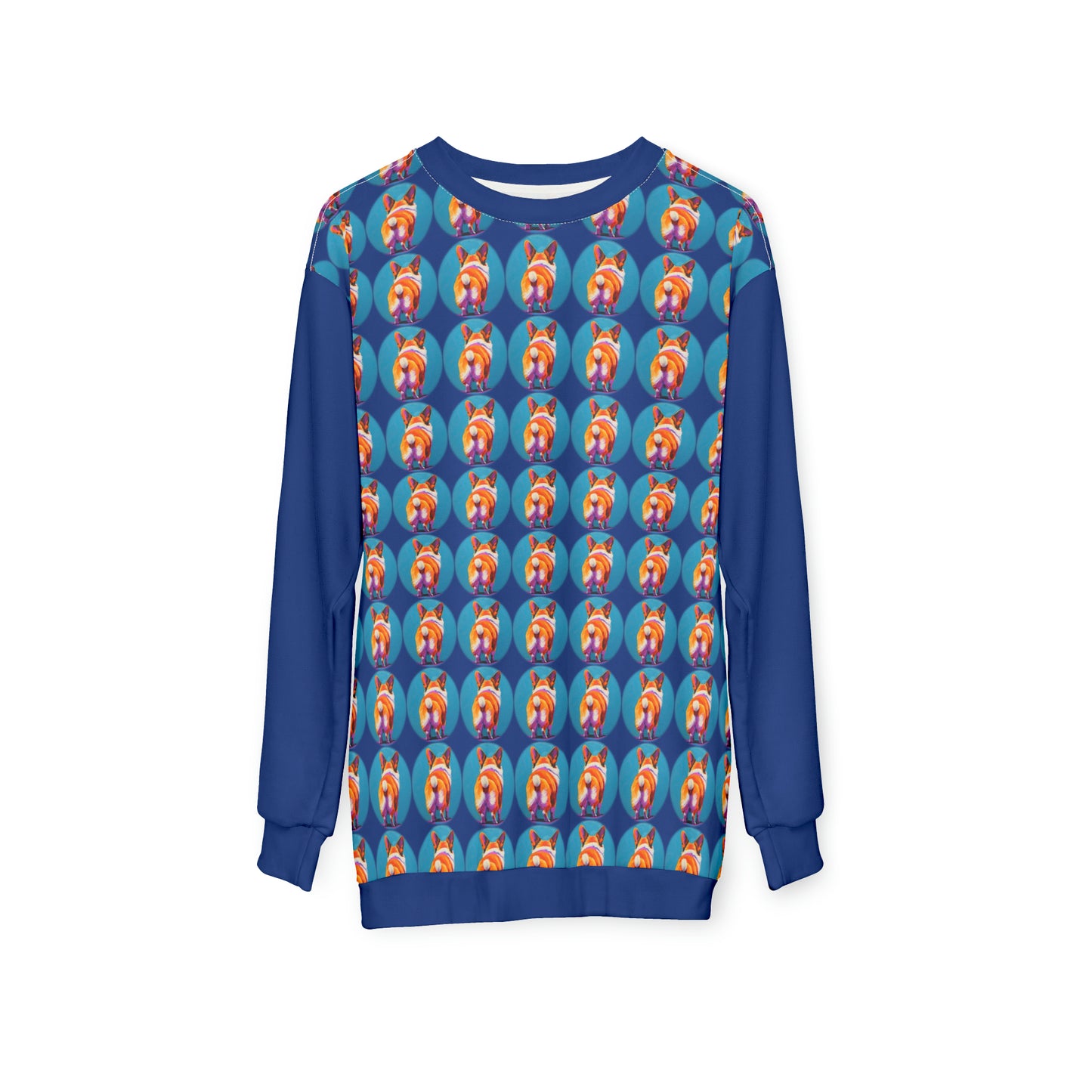 Corgi Butt Dots in Blue - Artistic Sweatshirt