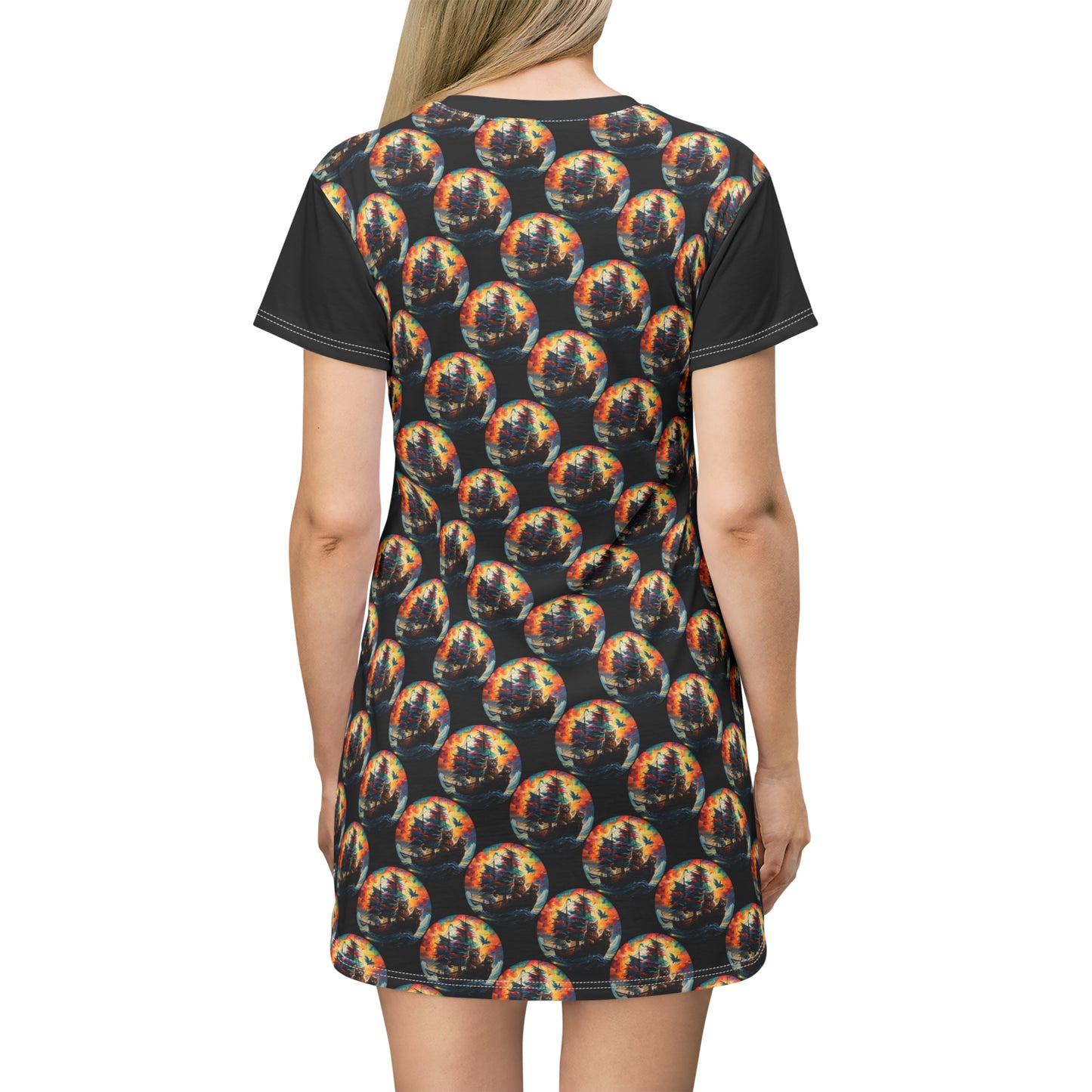 Sea Cats Dots - Artsy T-Shirt Dress