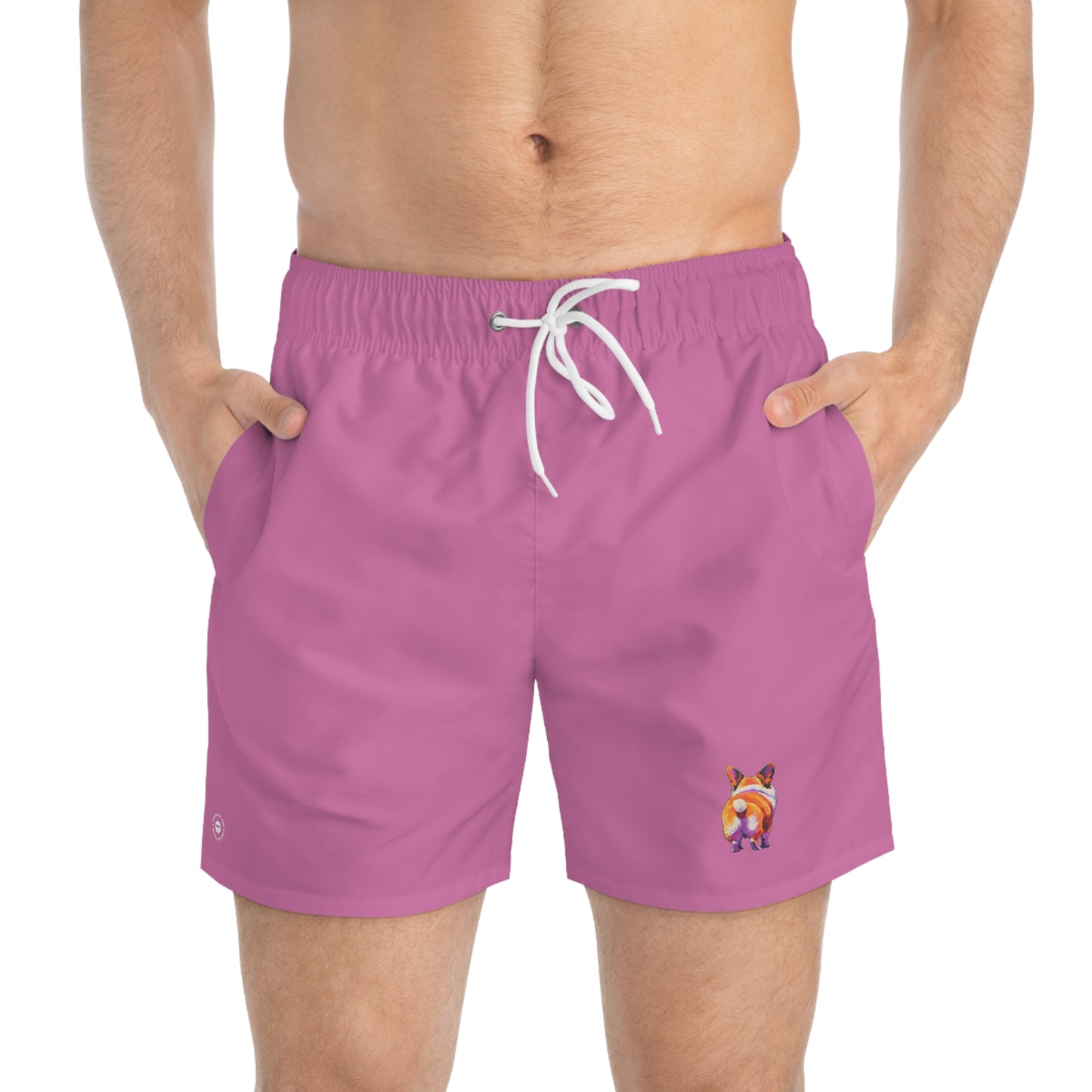 Corgi Butt in Pink - Artsy Swim Trunks