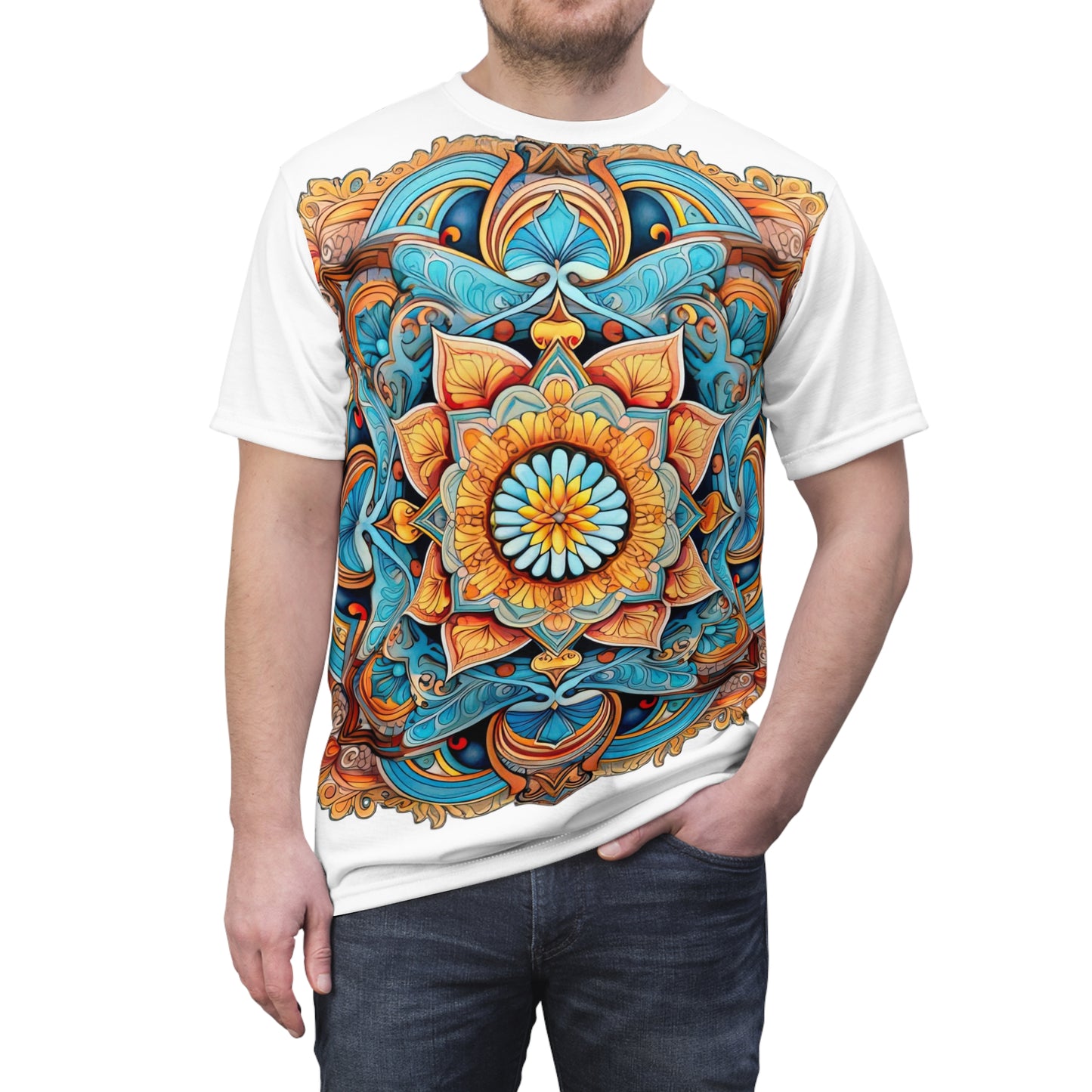 Winged Mandala in White - Fashion Tee