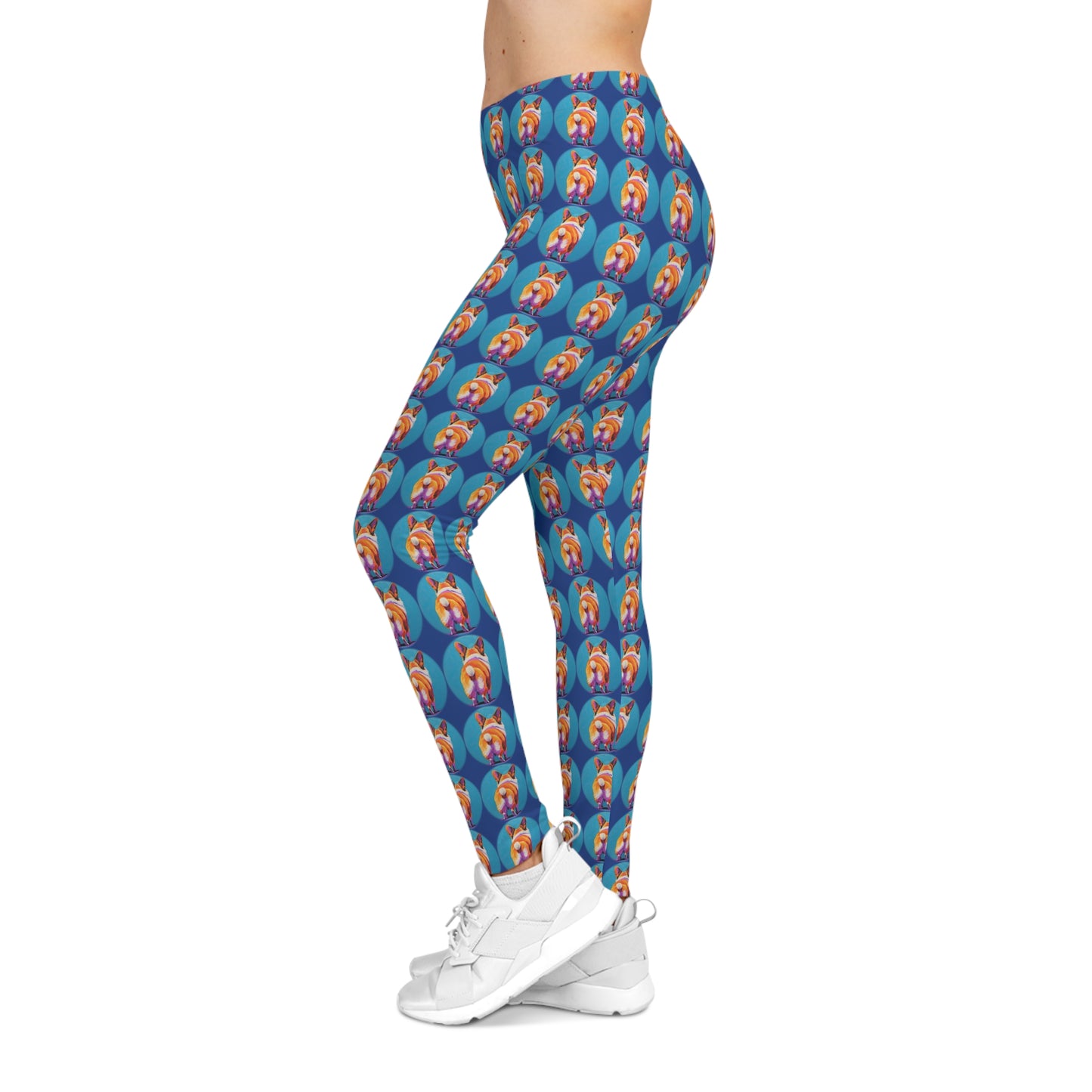 Corgi Butt Dots in Blue - Artistic Leggings