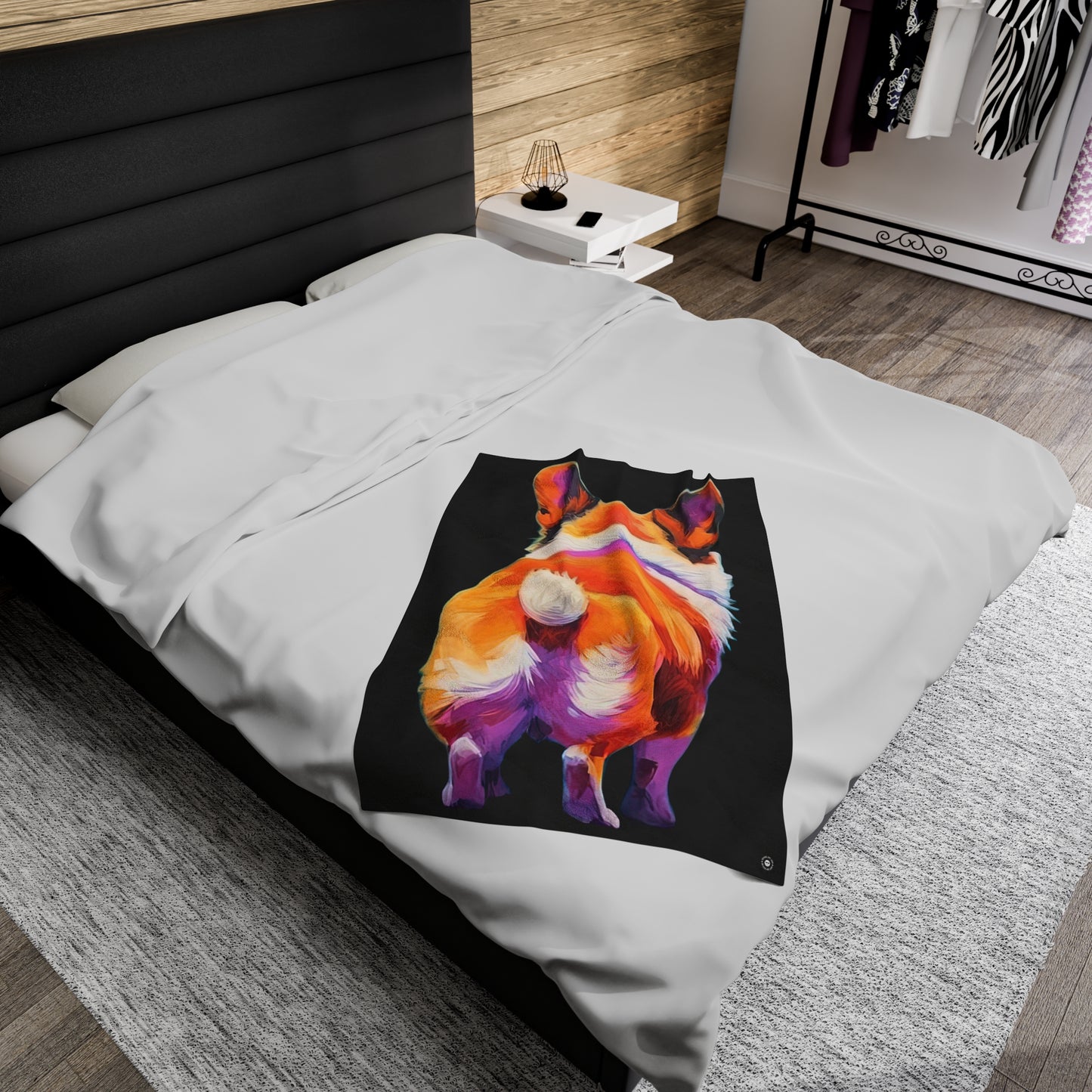 Corgi Butt in Black - Artsy Throw Blanket