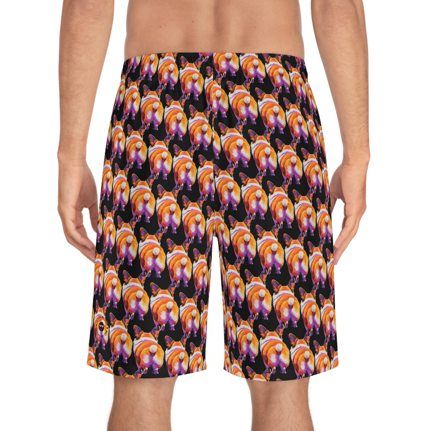 Corgi Butt Mosaic in Black - Artistic Board Shorts