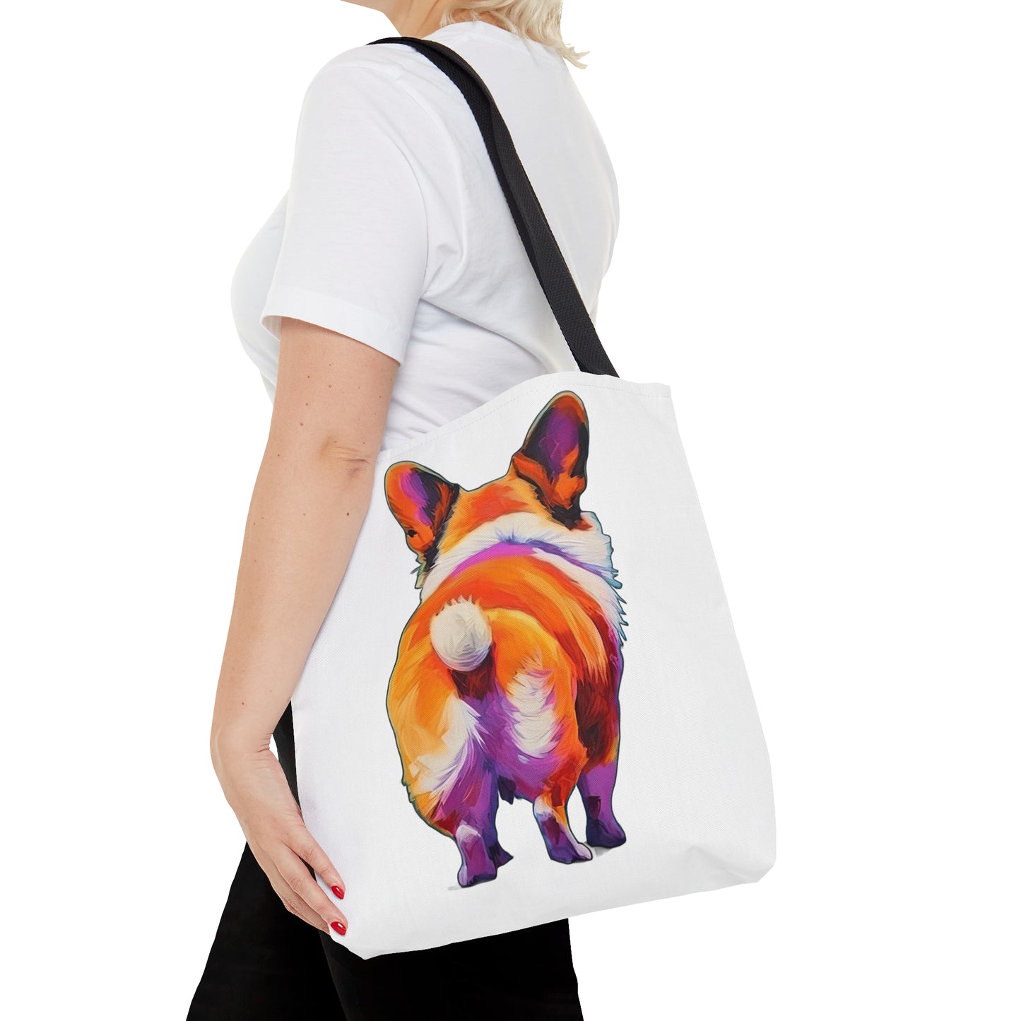 Corgi Butt in White - Artistic Tote Bag