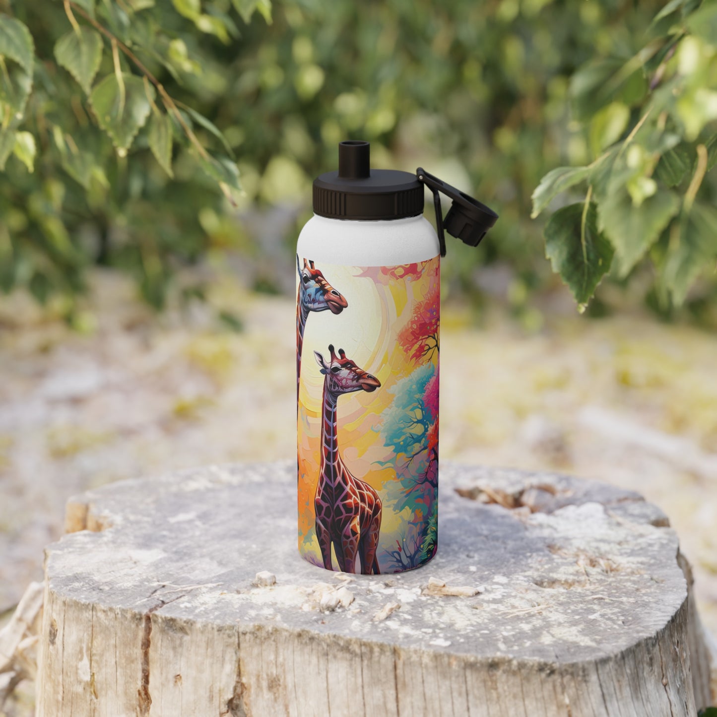 Giraffe Sunrise - Water Bottle