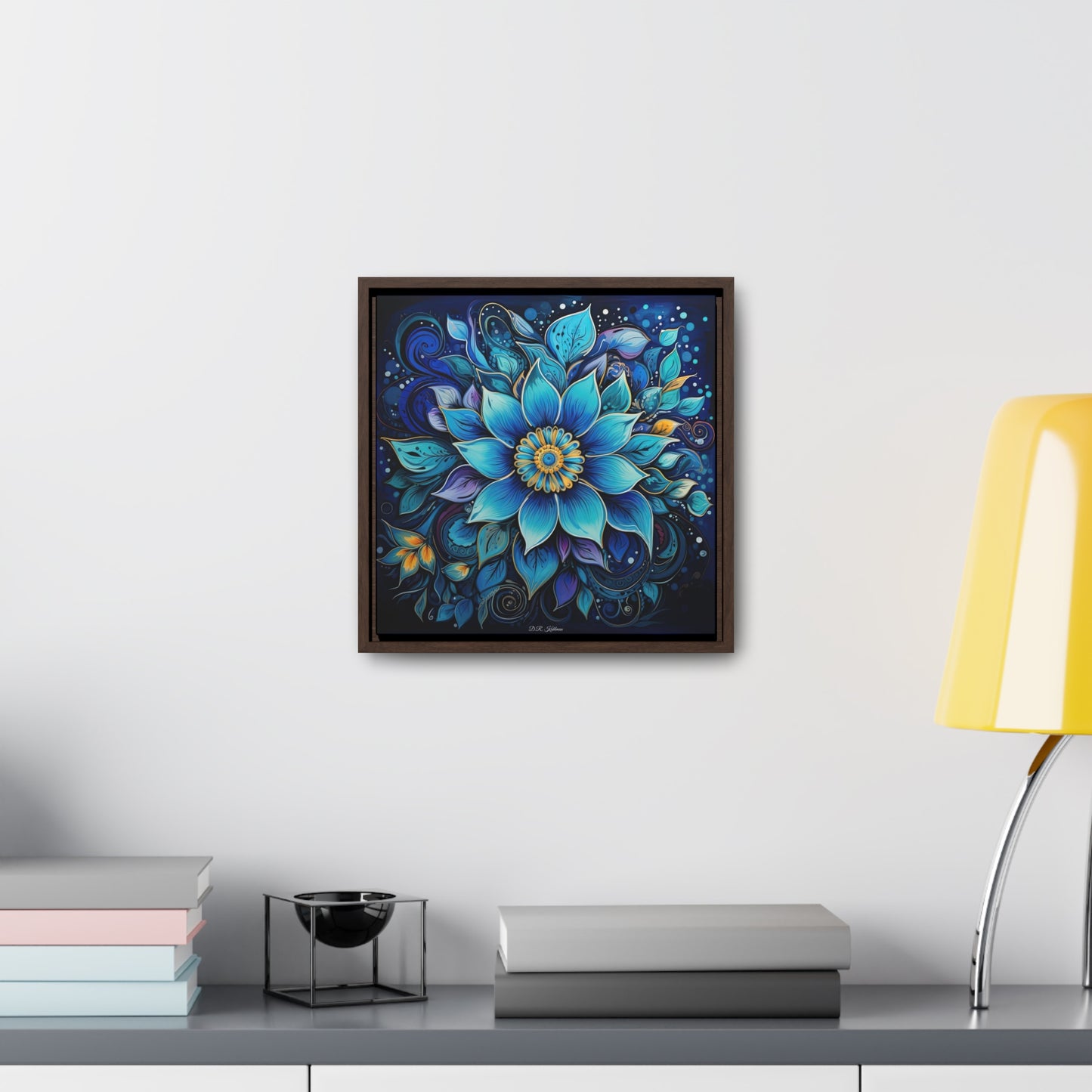 Blue Floral Mandala on Canvas