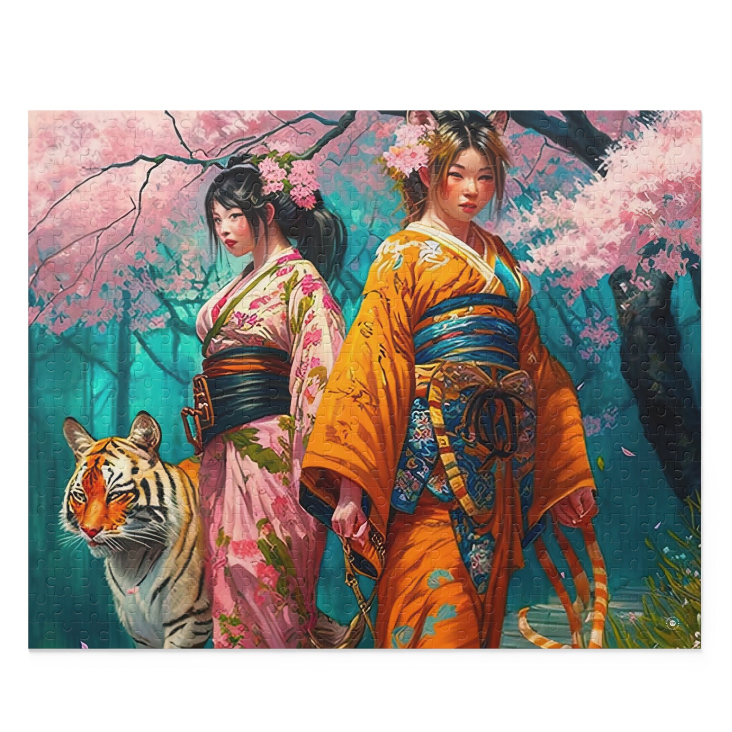 Cherry Blossom Tiger Geishas - Jigsaw Puzzle